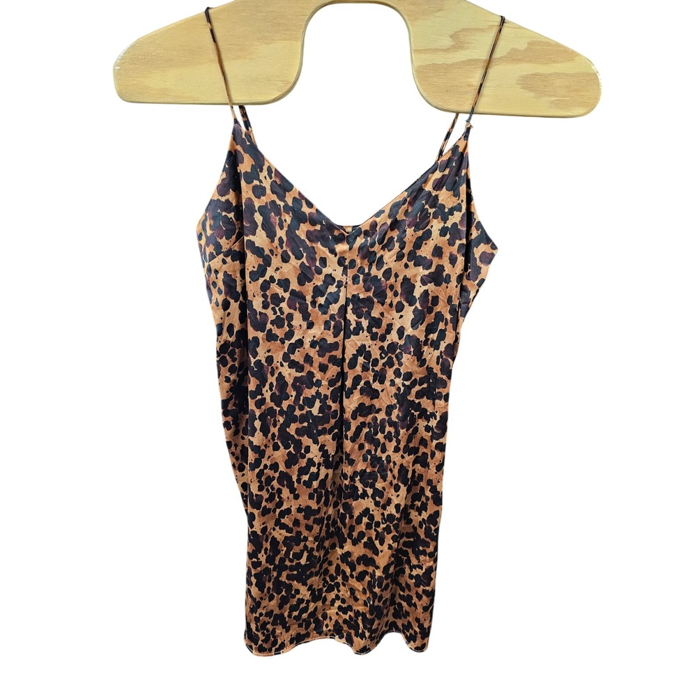 Stars Above Leopard Print Satin Chemise Nightgown Brown XL F16978600